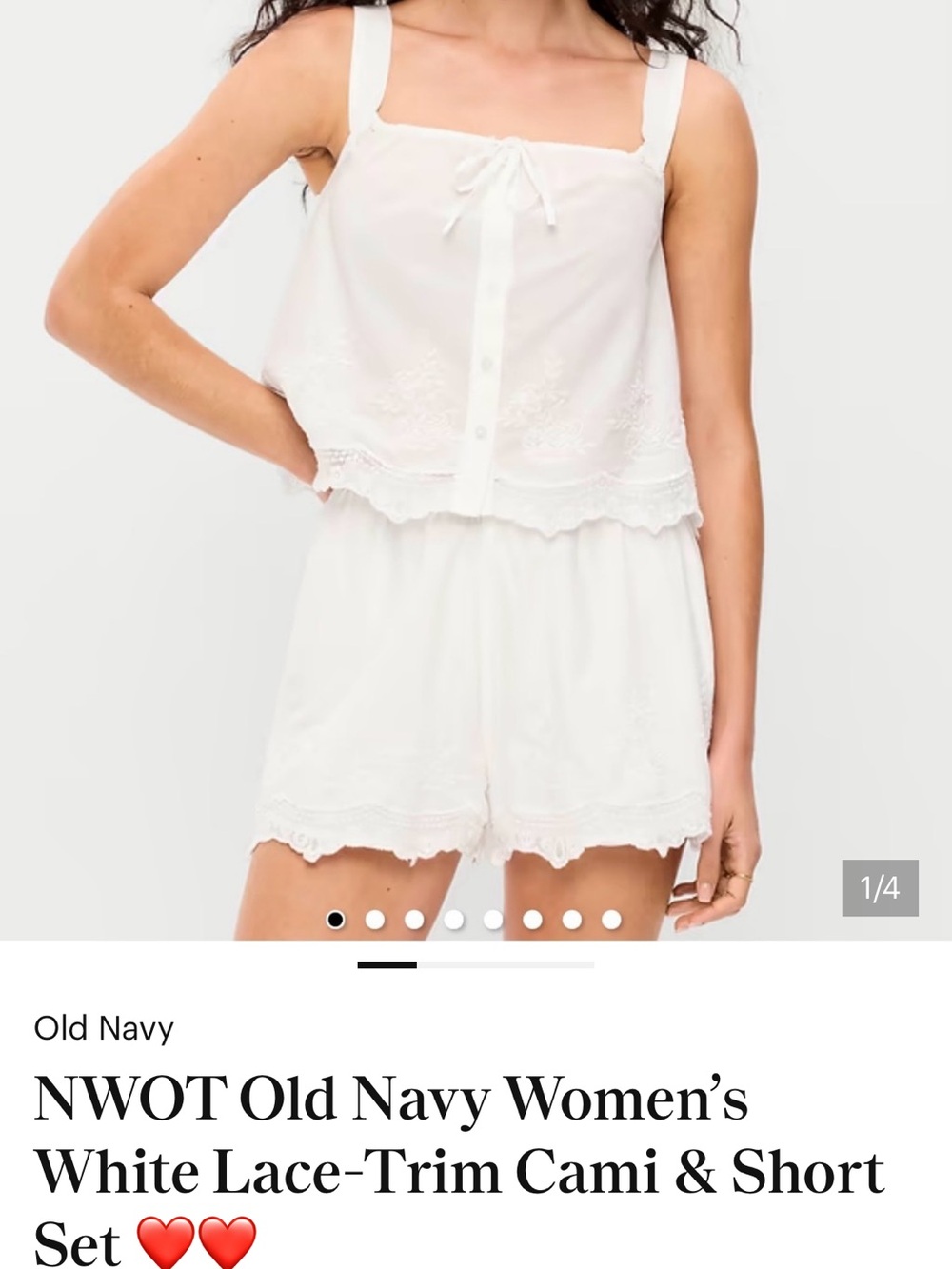 Old Navy Women's White Lace-Trim Set NWOT